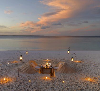 The essence of romance, private dining on the beach. 