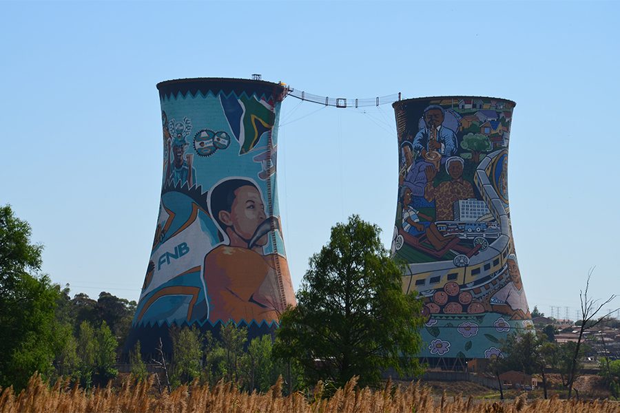 Bungee jumping off the Soweto Towers in Soweto, South Africa.