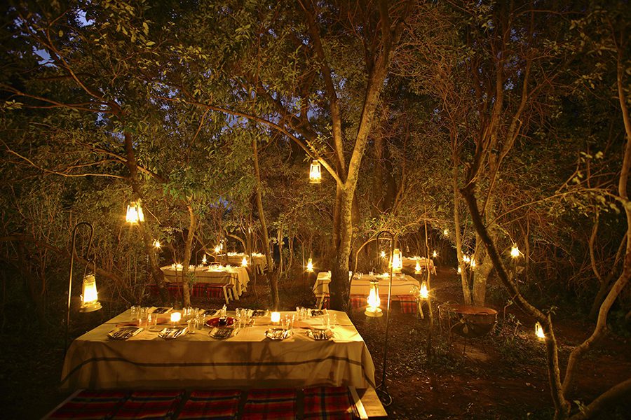 A Bush dinner at Angama Mara.