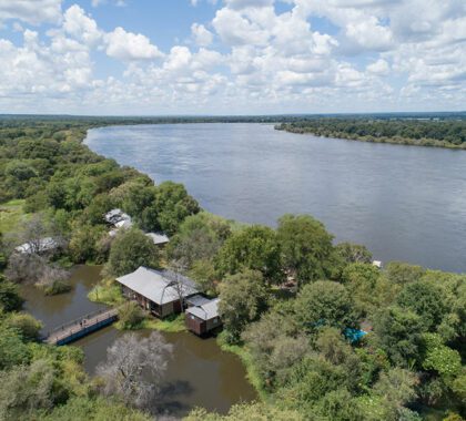 Mukwa River Lodge sits on the edge of the Zambezi River.