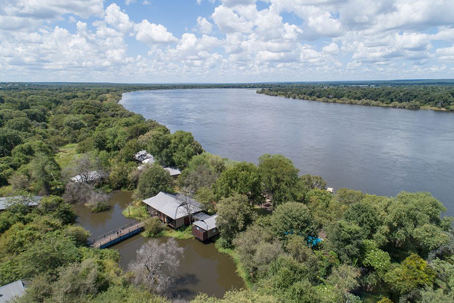 Mukwa River Lodge sits on the edge of the Zambezi River.