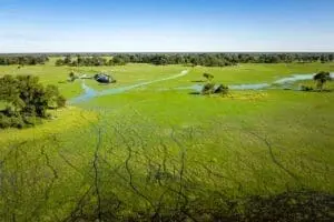 Helicopter flight over the delta.