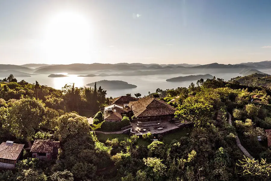 An aerial view over the Virunga Volcanoes and volcanic lakes | Go2Africa