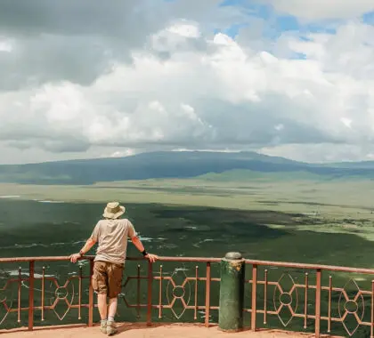 Traveller looking into the Ngorongoro Crater, Tanzania | Go2Africa