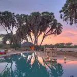 A sensational sunset by the Saruni Rhino Lodge swimming pool.