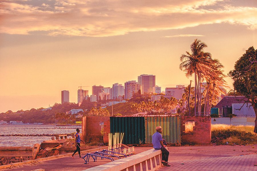 Early evening as the sun sets over Maputo, Mozambique.