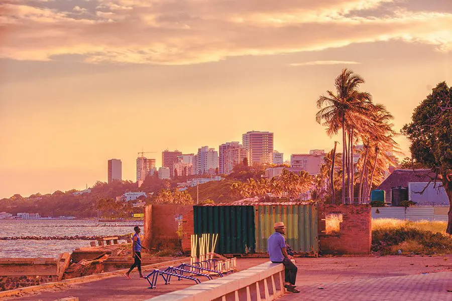 Early evening as the sun sets over Maputo, Mozambique.