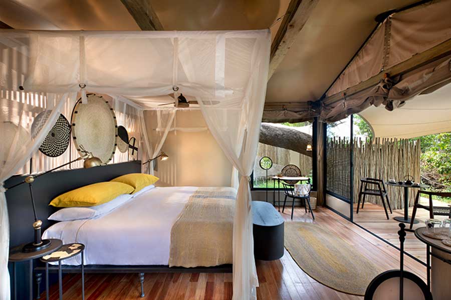 The suite interior at Moremi Game Reserve in Botswana