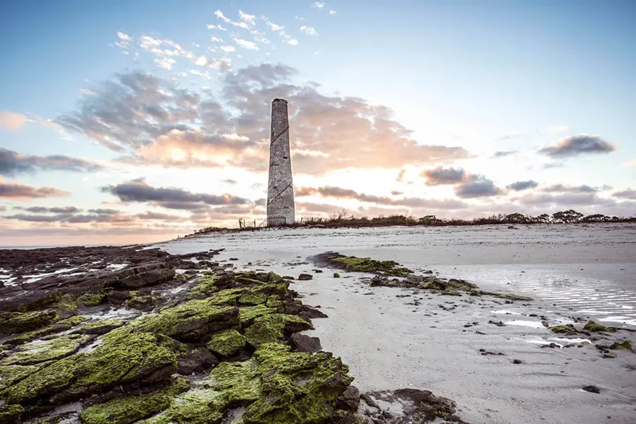 Lighthouse on a beach on Medjumbe Private Island, Quirimbas Island, Mozambique.