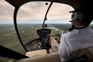 Vuelo en helicóptero sobre el delta del Okavango en Botsuana.
