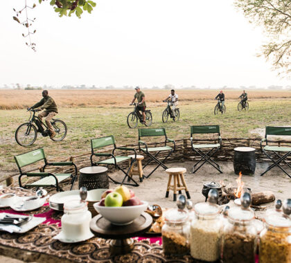 The perfect breakfast welcome at Chisa Busanga Camp.