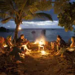 Los aperitivos al atardecer se disfrutan mejor junto a la chimenea en las playas de arena blanca.