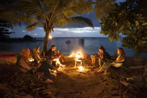 Sundowners are best enjoyed by the fireplace on the white sandy beaches.