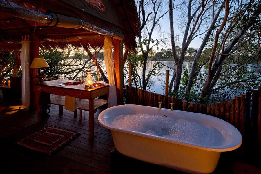 Evening bubble bath on your chalet deck