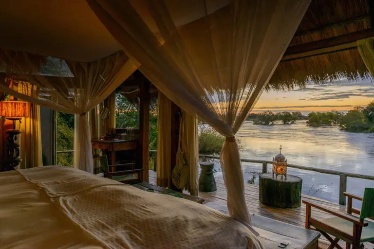 Open-front chalets create a serene ambiance