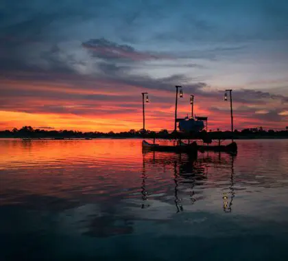 Sampan dining on the Zambezi