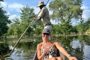 Enjoying a mokoro excursion along the river