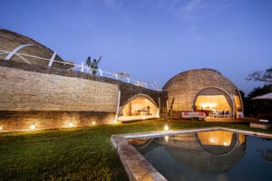 Ila Safari Lodge domed main area with stargazing deck.