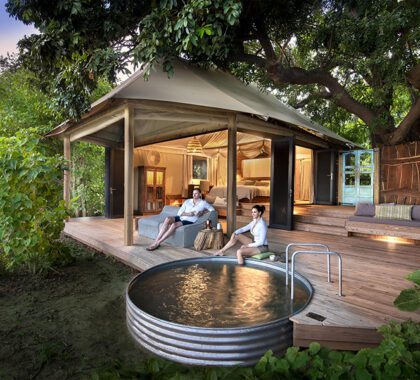 Nyamatusi Camp suite with a private deck and plunge pool.