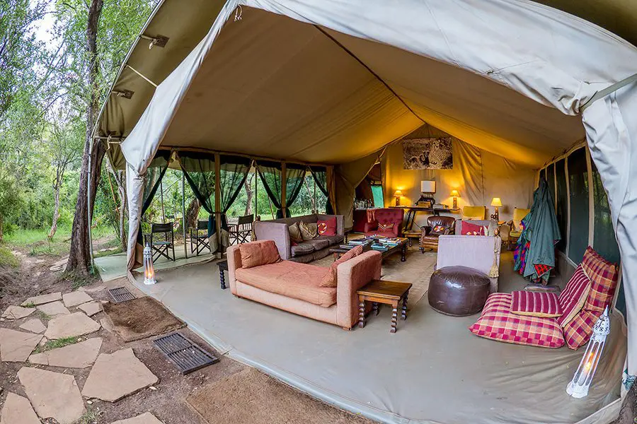 Sala de estar del Nairobi Tented Camp.