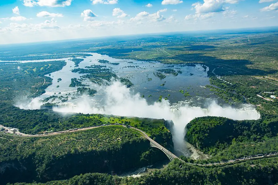 The mighty Victoria Falls on the Zambezi River. 