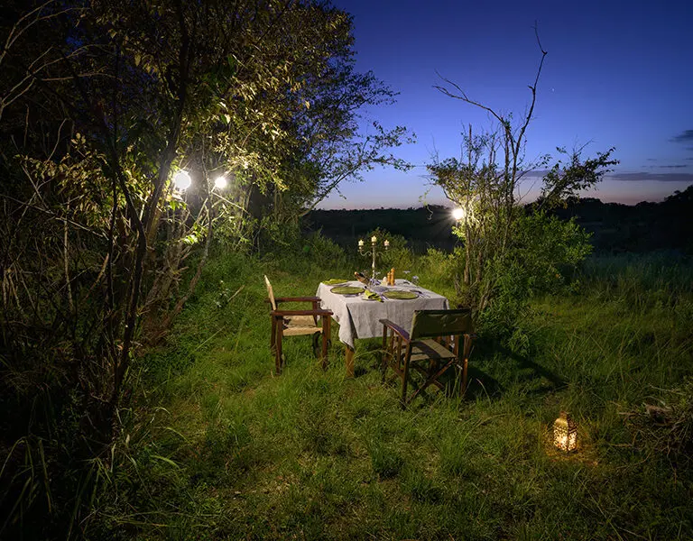 Private dinners in the wilds. 