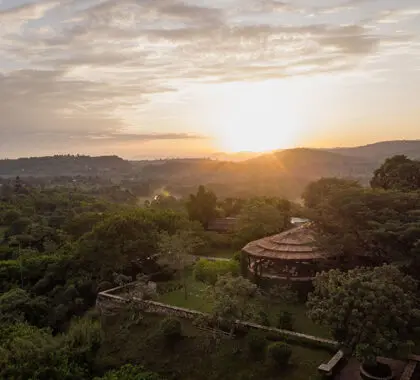 Sunset over Kyambura Gorge Lodge