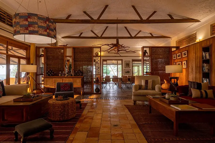 Salón de huéspedes del Kyambura Gorge Lodge