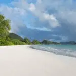 Postcard-perfect beach.