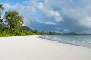 Postcard-perfect beach.