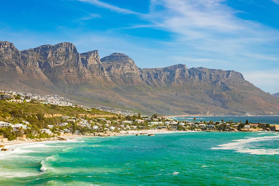 Mountain and beach views in Cape Town, South Africa.