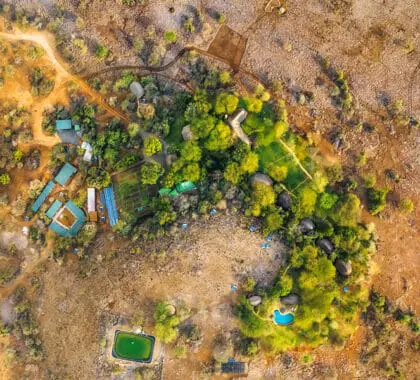 Vista aérea de la Casa Karifu. 