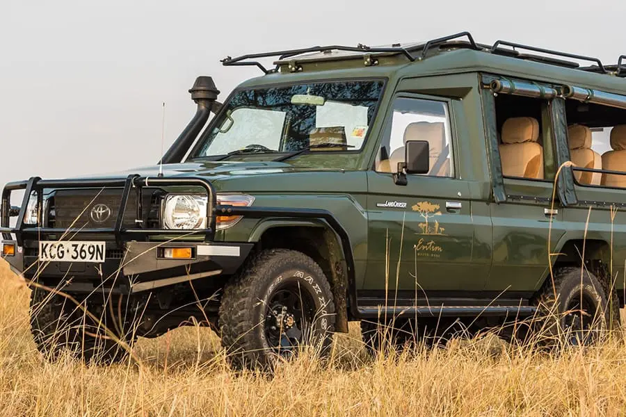 Comfortable land cruisers for game drives in the Mara