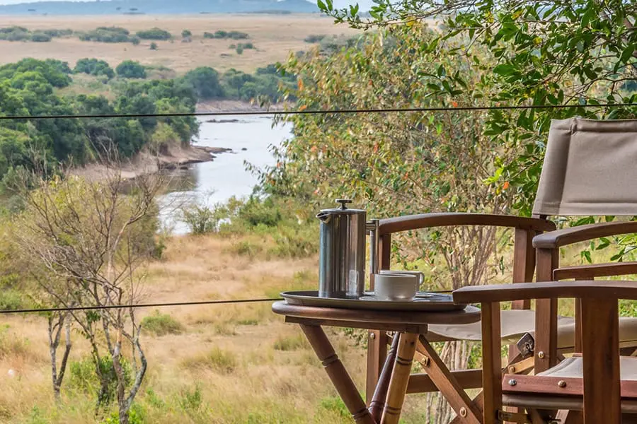 Your room at Entim Mara overlooks the Mara River