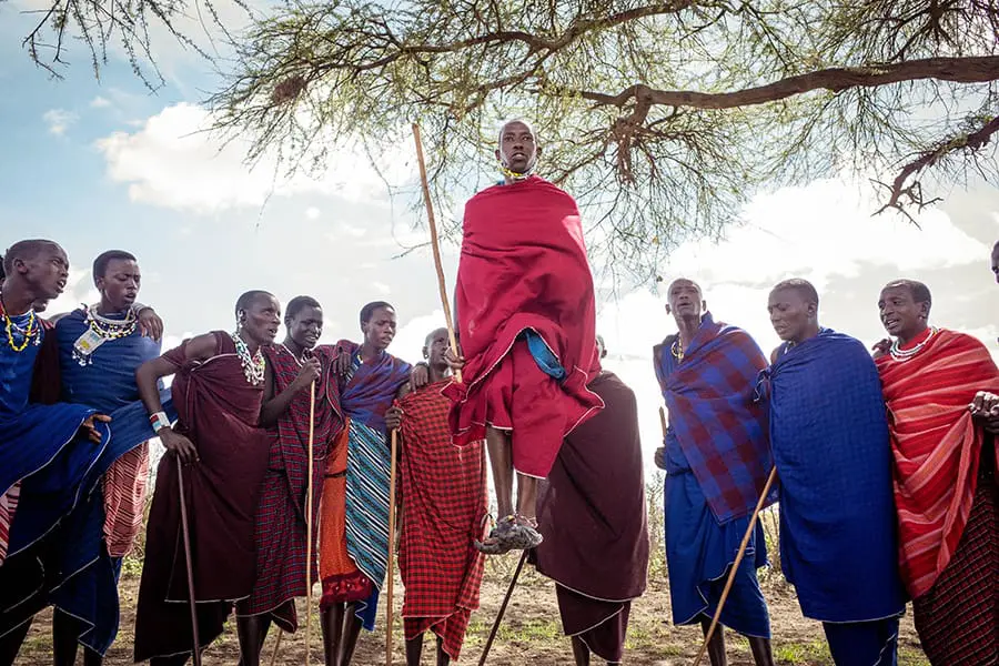 Traditional Maasai people in Tanzania.