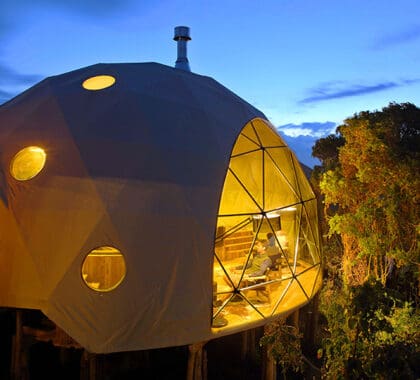 Luxury dome-shaped accommodation at the Highlands. 