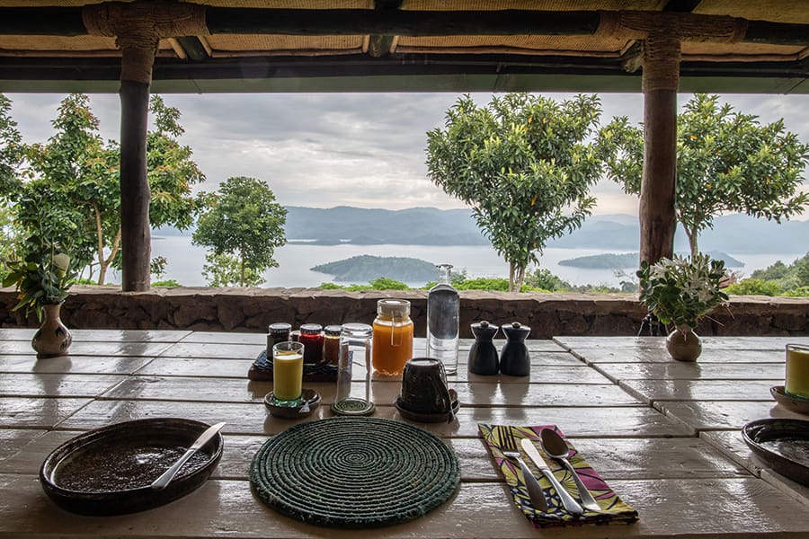 Breakfast at Virunga Lodge. 
