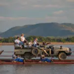 River crossing on the vehicle barge.