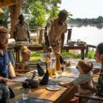 Family dining at Robin's House.