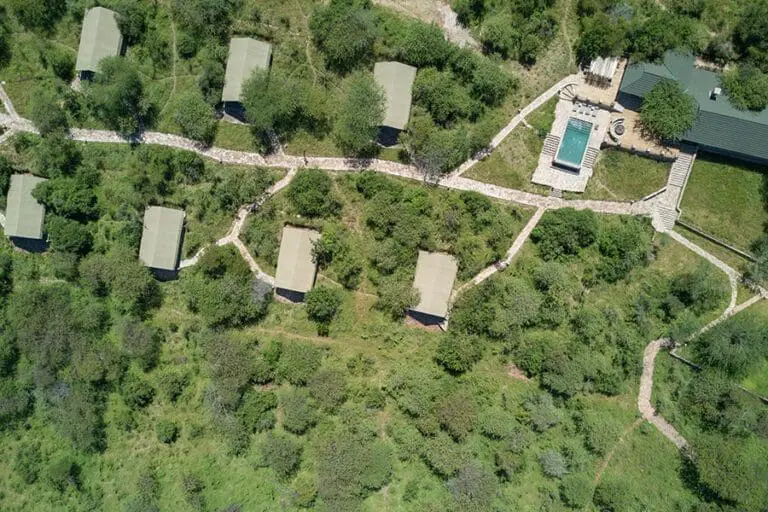 Aerial view of Taasa Lodge layout.