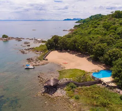 Aerial view of the beach. 