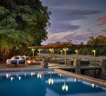 Exterior del Mfuwe Lodge. 