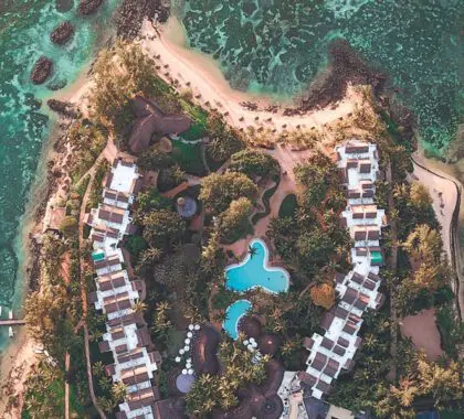 Aerial view of Canonnier Beachcomber Golf Resort & Spa. 