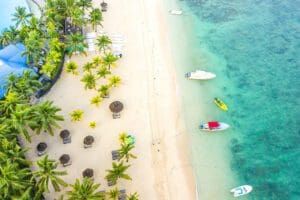 Aerial view of Victoria Beachcomber Resort & Spa. 