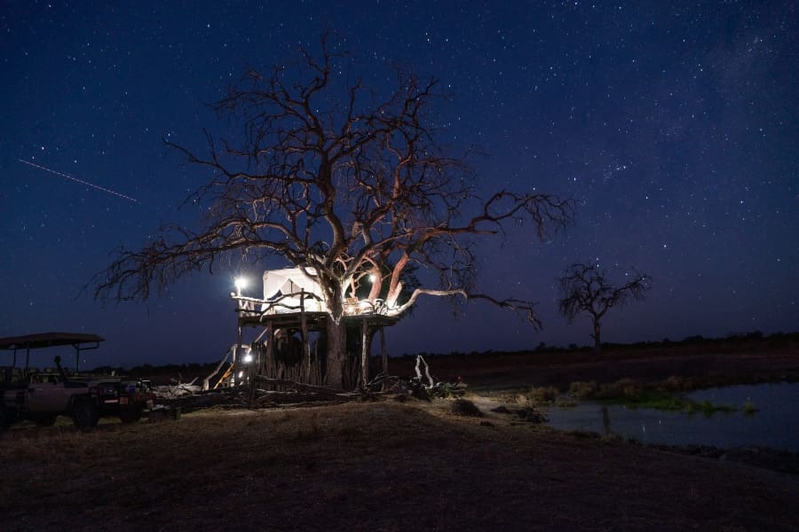 A night under the stars sleep out deck at Somalisa Camp