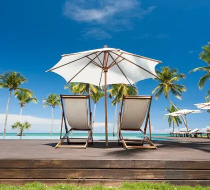 Anjajavy le Lodge poolside umbrellas and loungers | Go2Africa