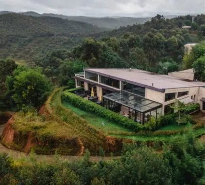 Aerial views of luxury Mantadia Lodge.