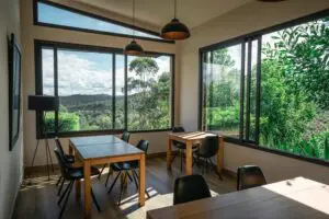 A section of the restaurant with a view.