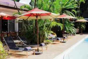 Perfectly shaded for an afternoon by the pool.