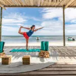 Yoga right next to the beach. 